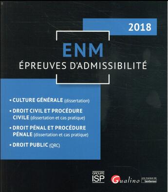 Couverture du livre « ENM ; épreuves d'admissibilité » de  aux éditions Gualino