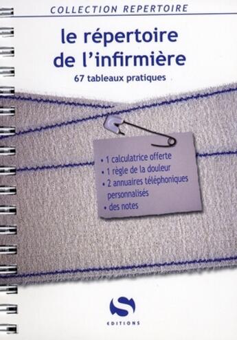 Couverture du livre « Le répertoire de l'infirmière » de  aux éditions Medxls