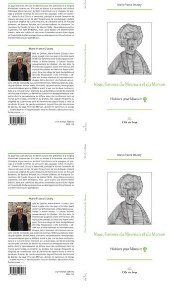 Couverture du livre « Nous, femmes du Nivernais et du Morvan » de Marie-France O'Leary aux éditions L'or De Seyr