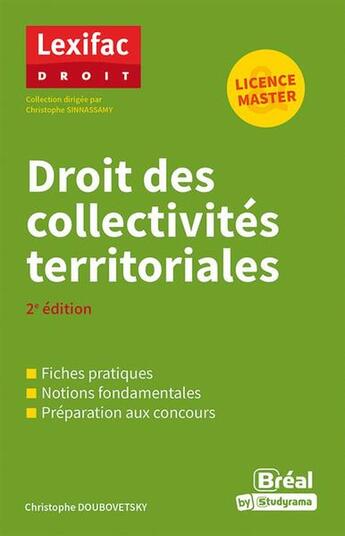 Couverture du livre « Droit des collectivités territoriales » de Christophe Doubovetsky aux éditions Breal