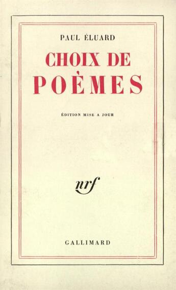 Couverture du livre « Choix de poemes » de Paul Eluard aux éditions Gallimard
