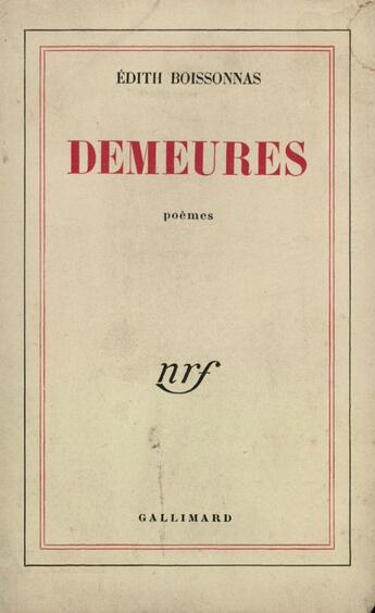 Couverture du livre « Demeures » de Boissonnas Edit aux éditions Gallimard