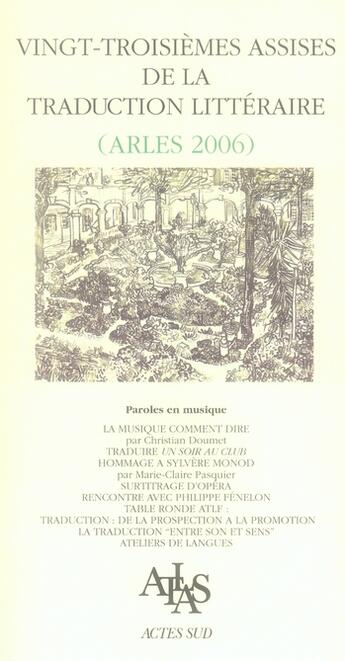 Couverture du livre « Vingt-troisièmes assises de la traduction littéraire » de  aux éditions Actes Sud