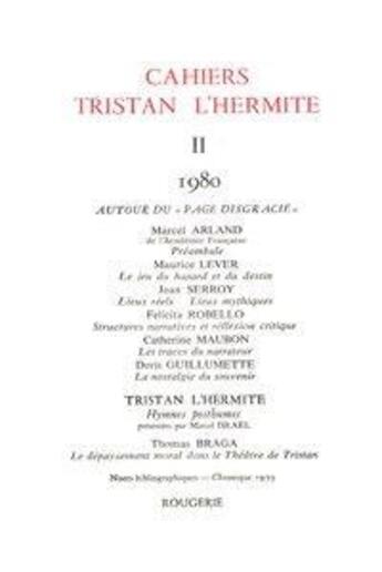 Couverture du livre « Cahiers Tristan L'Hermite. 1980, N  2 » de Cahiers Tristan L'He aux éditions Classiques Garnier