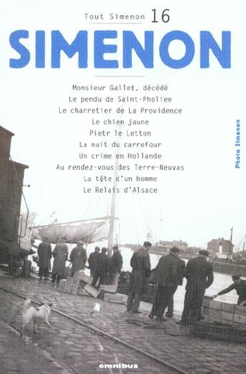 Couverture du livre « Tout simenon tome 16 (centenaire) - vol16 » de Georges Simenon aux éditions Omnibus