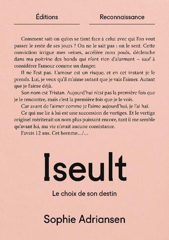 Couverture du livre « Iseult : Le choix de son destin » de Sophie Adriansen aux éditions Reconnaissance