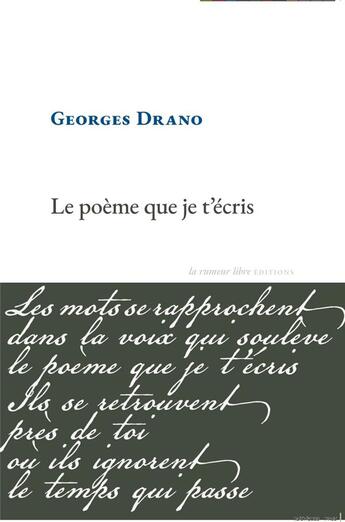 Couverture du livre « Le poème que je técris » de Georges Drano aux éditions La Rumeur Libre