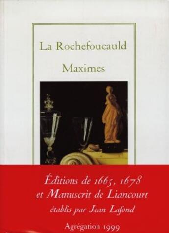 Couverture du livre « Maximes (br avec rabats) » de La Rochefoucauld aux éditions Actes Sud