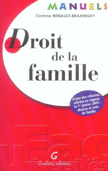 Couverture du livre « Manuel de droit de la famille » de Renault-Brahinsky Co aux éditions Gualino