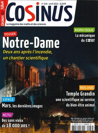 Couverture du livre « Cosinus n 236 - notre dame, un chantier scientifique - avril 2021 » de  aux éditions Cosinus