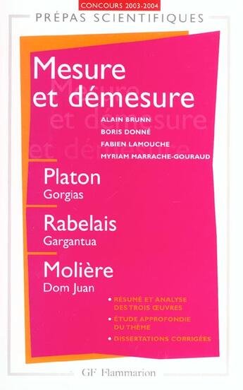 Couverture du livre « Mesure et demesure » de Alain Brunn aux éditions Flammarion