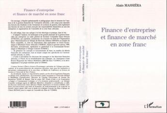 Couverture du livre « Finance d'entreprise et finance de marché en zone franc » de Alain Massiera aux éditions L'harmattan