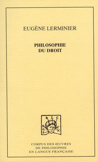 Couverture du livre « Philosophie du droit » de Lerminier E aux éditions Pu De Dijon