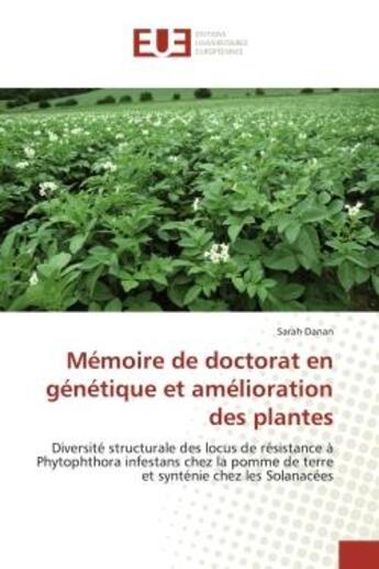 Couverture du livre « Memoire de doctorat en genetique et amelioration des plantes - diversite structurale des locus de re » de Danan Sarah aux éditions Editions Universitaires Europeennes