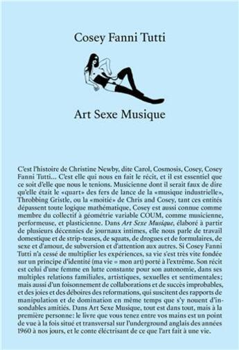 Couverture du livre « Art sexe musique » de Cosey Fanni Tutti aux éditions Editions Presentes