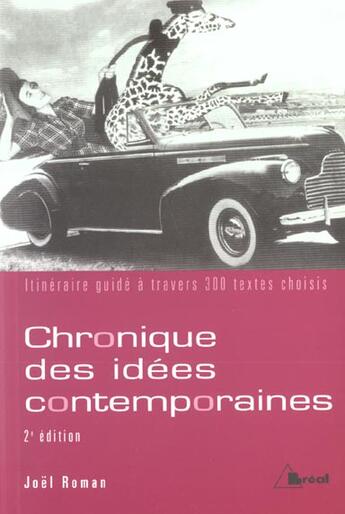 Couverture du livre « Chronique des idees contemporaines (2e édition) » de Joel Roman aux éditions Breal