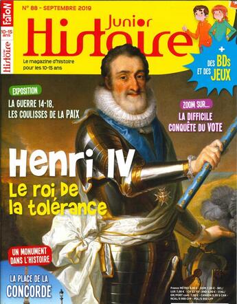 Couverture du livre « Histoire junior n 88 henri iv - septembre 2019 » de  aux éditions Histoire Junior