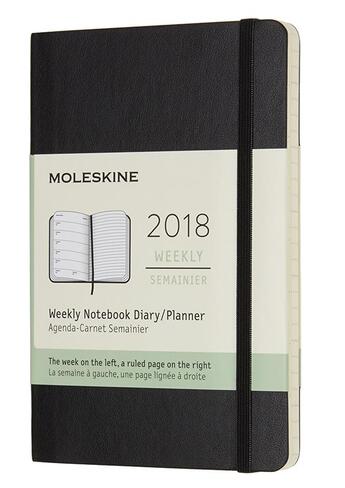 Couverture du livre « Agenda 2018 semainier poche souple noir » de  aux éditions Moleskine