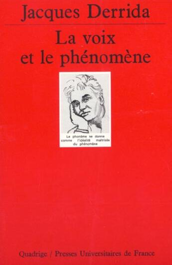 Couverture du livre « Voix et le phenomene n.156 (la) » de Jacques Derrida aux éditions Puf