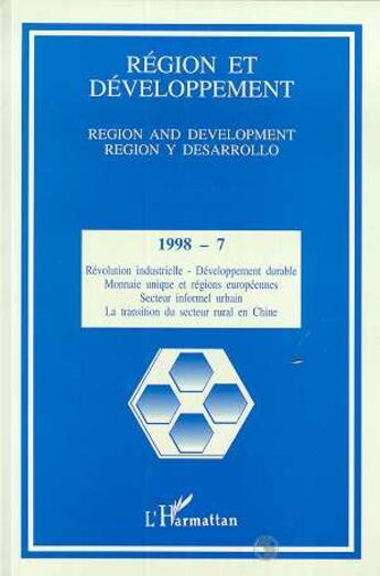 Couverture du livre « Region et developpement n 7 - vol07 » de  aux éditions L'harmattan