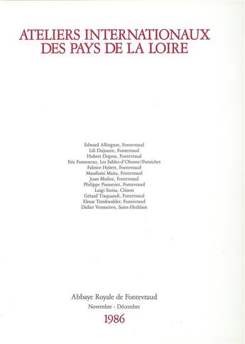 Couverture du livre « IIIe ateliers internationaux du Frac des Pays de la Loire ; abbaye royale de Fontevraud ; novembre - décembre ; 1986 » de Guy Tortosa et Mario Toran aux éditions Revue 303