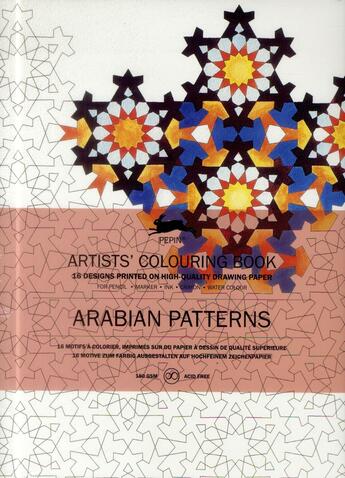 Couverture du livre « Arabian patterns ; 16 motifs à colorier imprimés sur du papier à dessin de qualité supérieure » de Pepin Van Roojen aux éditions Pepin