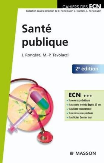 Couverture du livre « Santé publique (2e édition) » de Rongere-J+Tavolacci- aux éditions Elsevier-masson