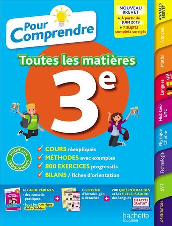 Couverture du livre « Pour comprendre toutes les matieres 3e » de Lisle/Jacqueroud aux éditions Hachette Education