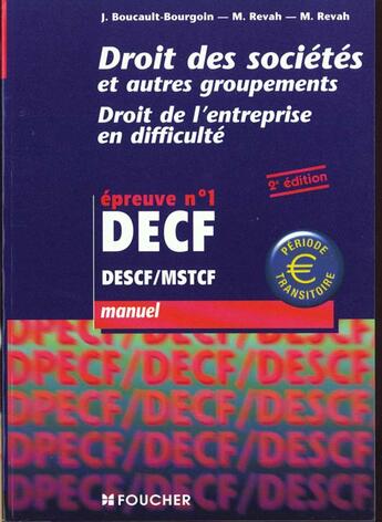 Couverture du livre « Droit Des Societes Decf » de Boucault et J Bourgoin aux éditions Foucher