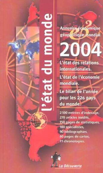 Couverture du livre « L'Etat Du Monde 2004 » de Serge Cordellier aux éditions La Decouverte