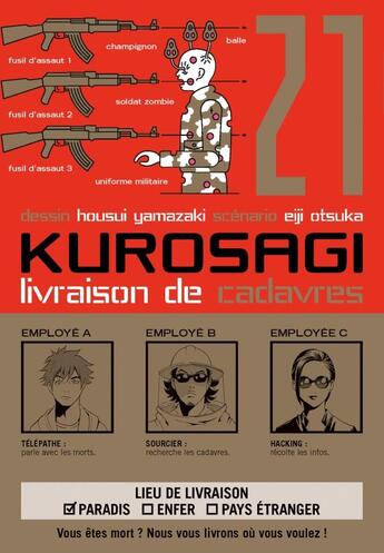 Couverture du livre « Kurosagi ; livraison de cadavres Tome 21 » de Eiji Otsuka et Housui Yamazaki aux éditions Pika