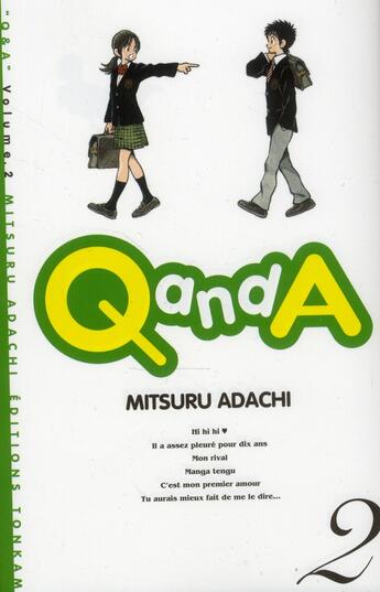 Couverture du livre « Q and A Tome 2 » de Mitsuru Adachi aux éditions Delcourt