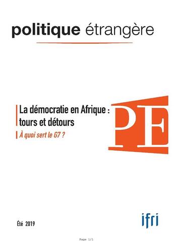 Couverture du livre « Politique etrangere n 2/2019 la democratie - juin 2019 » de  aux éditions Politique Etrangere