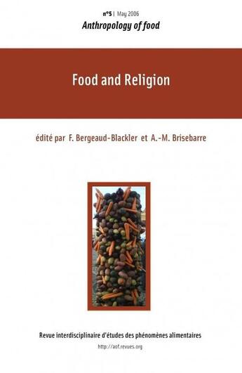 Couverture du livre « ANTHROPOLOGY OF FOOD T.5 ; food and religion » de  aux éditions Virginie Amilien