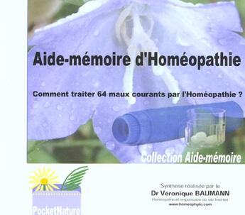 Couverture du livre « Aide-mémoire d'homéopathie » de Baumann Veronique aux éditions Pocketnature