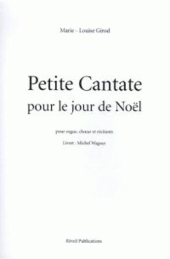 Couverture du livre « Petite cantate pour le jour de noel - livret » de Marie-Louise Girod aux éditions Olivetan