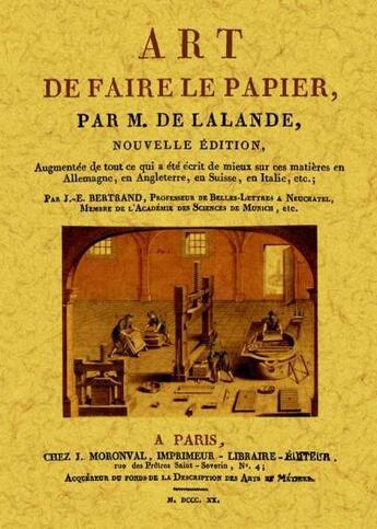 Couverture du livre « Art de faire le papier » de Joseph Jerome Lefrancois De Lalande aux éditions Maxtor