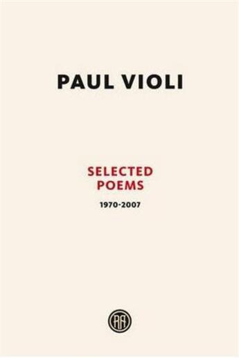 Couverture du livre « Paul violi selected poems 1970-2007 (paperback) » de Violi Paul aux éditions Gingko Press