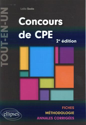 Couverture du livre « Concours de cpe tout-en-un fiches, methodologie, annales corrigees - 2e edition » de Sada aux éditions Ellipses