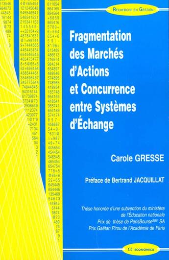 Couverture du livre « Fragmentation Des Marches » de C Gresse aux éditions Economica