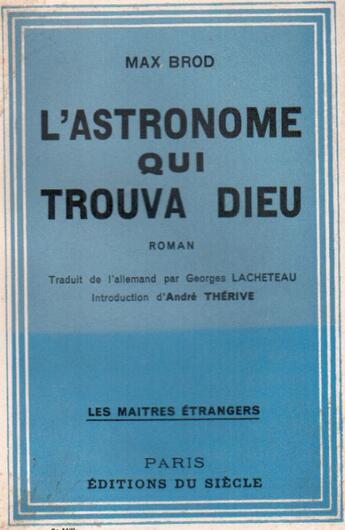 Couverture du livre « L'astronome qui trouva Dieu » de Max Brod aux éditions Nel