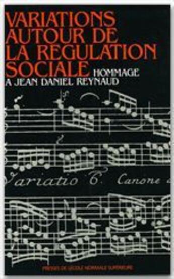 Couverture du livre « Variations autour de la régulation sociale ; hommage à Jean Daniel Reynald » de  aux éditions Rue D'ulm