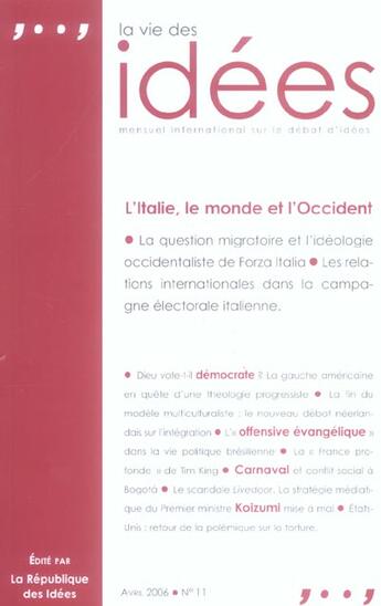 Couverture du livre « La vie des idees - avril 2006 » de  aux éditions Republique Des Idees