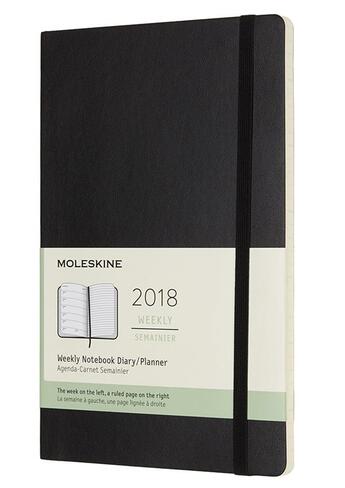 Couverture du livre « Agenda 2018 semainier grand format souple noir » de  aux éditions Moleskine