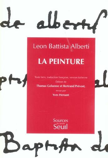 Couverture du livre « Peinture (la) » de Alberti Leon Battist aux éditions Seuil