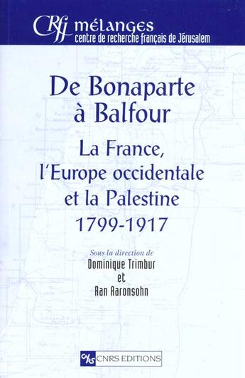 Couverture du livre « De bonaparte a balfour » de  aux éditions Cnrs