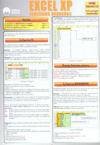 Couverture du livre « EXCEL XP FONCTIONS AVANCEES » de Remy Lentzner aux éditions Eska