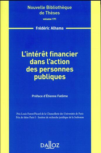 Couverture du livre « L'intérêt financier dans l'action des personnes publiques » de Frederic Alhama aux éditions Dalloz