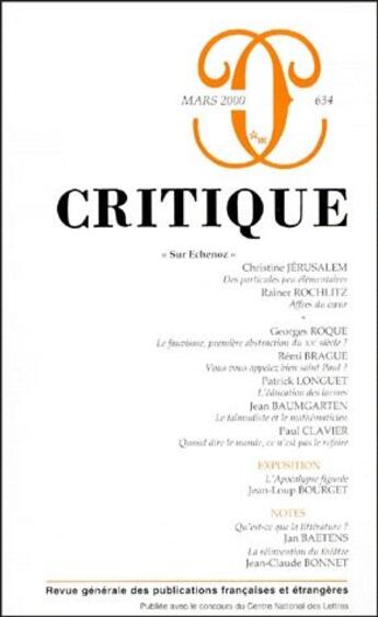 Couverture du livre « REVUE MINUIT n.634 ; critique » de  aux éditions Minuit