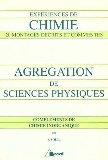 Couverture du livre « Experiences Chimie Agreg Sciences Physiques » de Souil aux éditions Breal